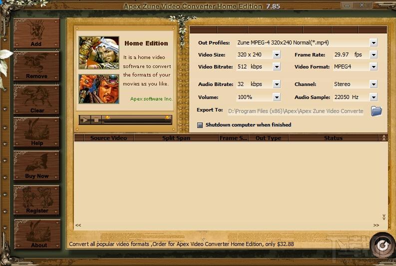 Apex Zune Video Converter Home Edition,Apex Zune Video Converter Home Edition下载,